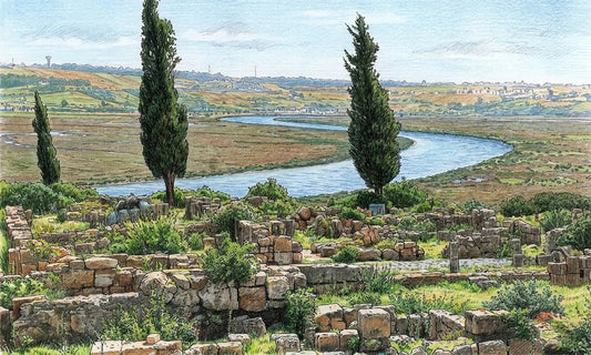 Ancient Phoenician ruins of Lixus overlooking the Loukkos River, Morocco