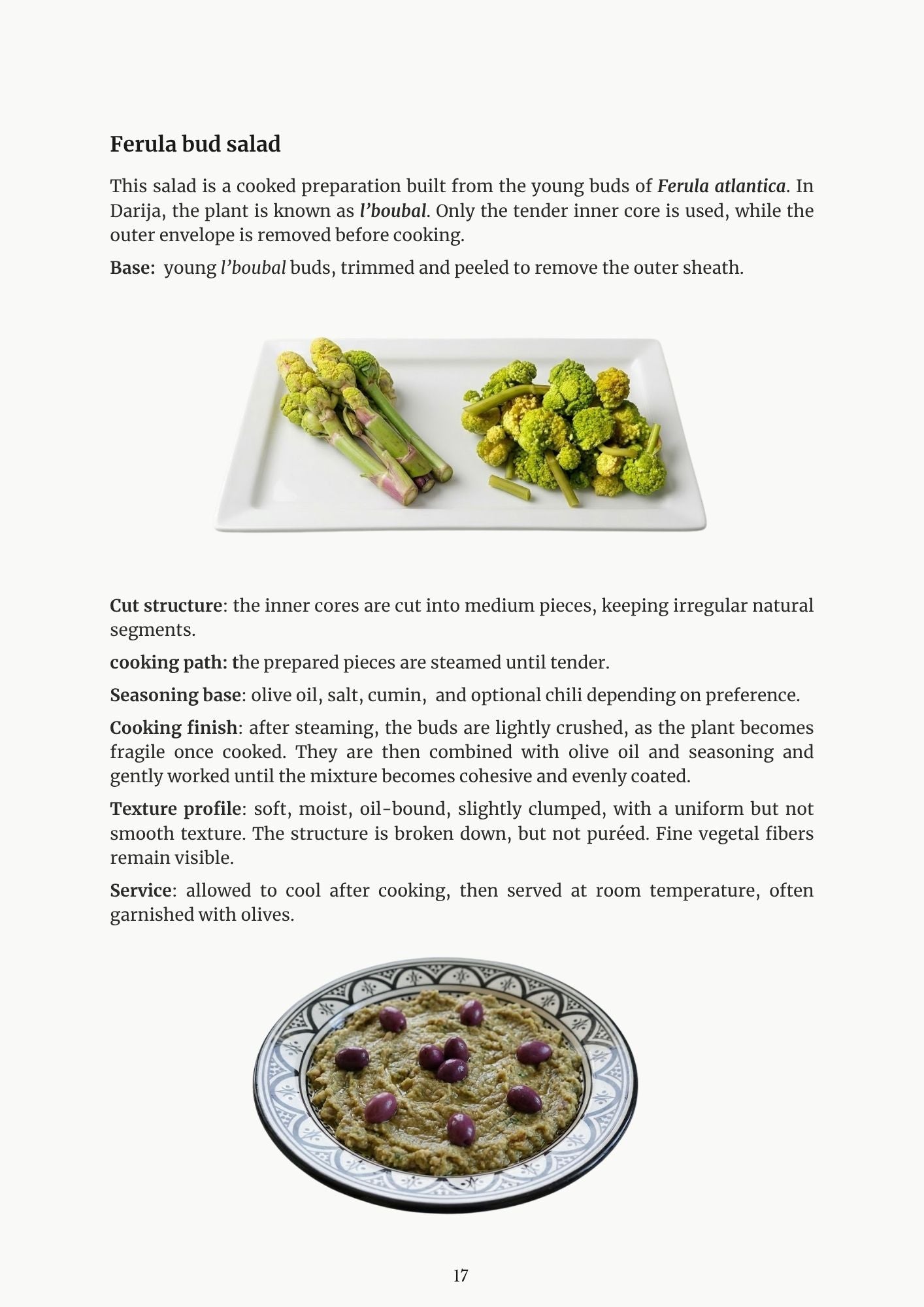 Moroccan Salads ebook page about Ferula bud salad