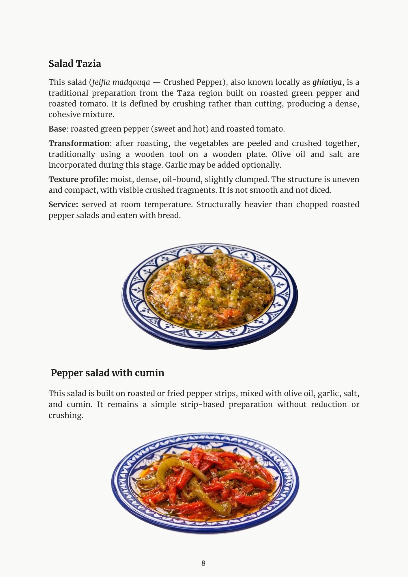 Moroccan Salads ebook page about Salad Tazia with a plated salad